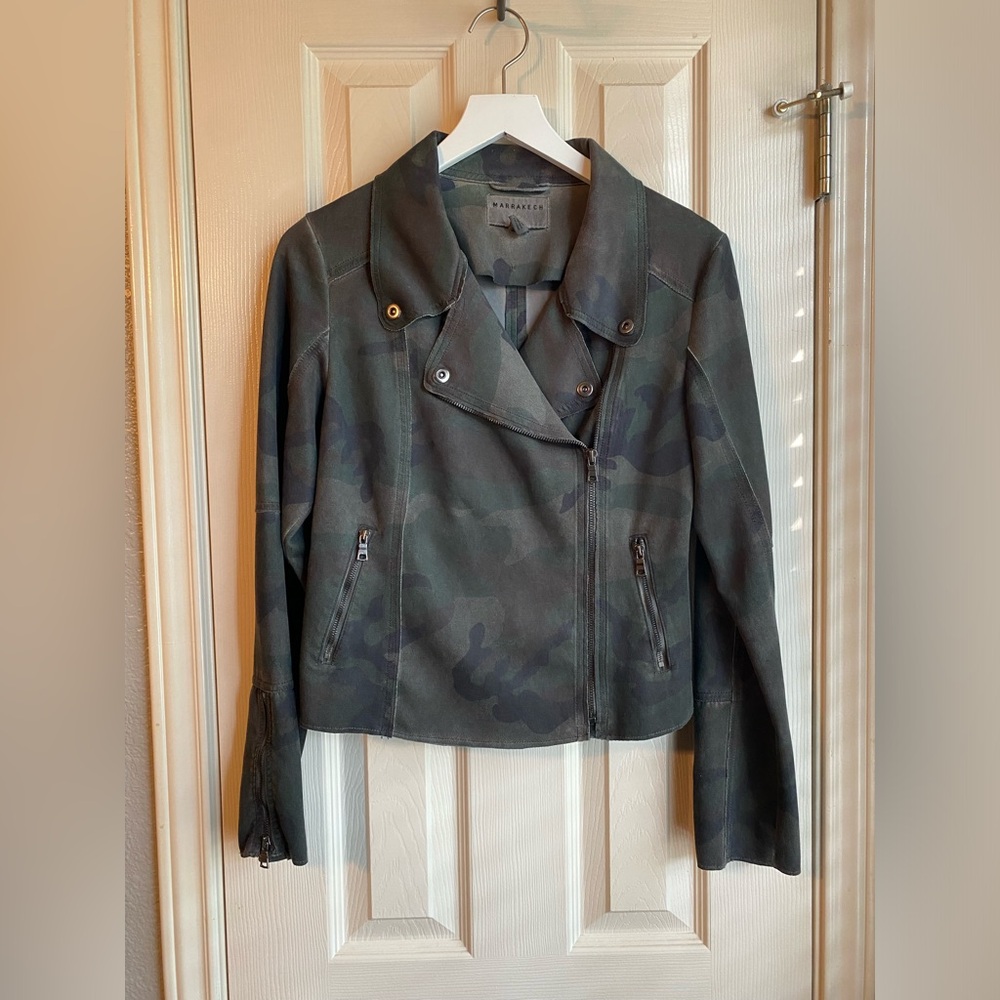Great Condition Anthropologie Marrakech Camo Moto Jacket, Size Small